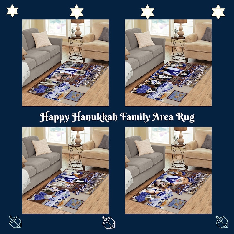 Personalized Happy Hanukkah Dog Cat Area Rug Cavalier King Charles Spaniel Chesapeake Bay Retriever Boxer