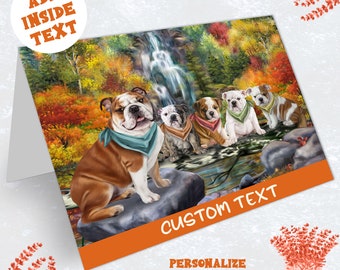 Bulldog Valentine's Day Greeting Cards Note Cards - Invitation Cards w/ Envelopes - Pet Puppy Artwork Greeting Cards Pack