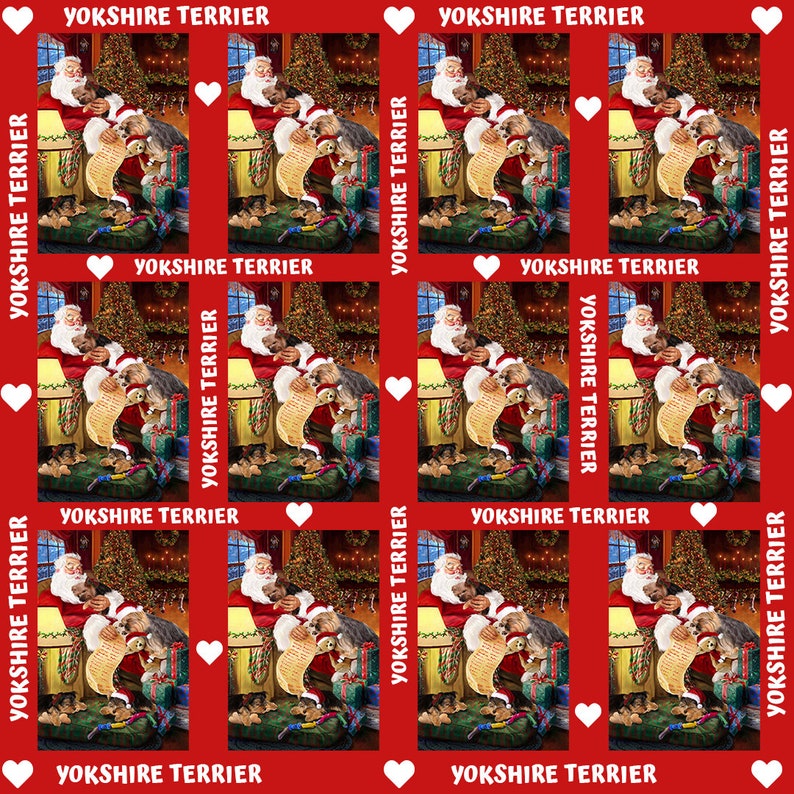 Santa Sleeping with Dog /& Cats Semi-Automatic Foldable Umbrella Yorkshire Terrier