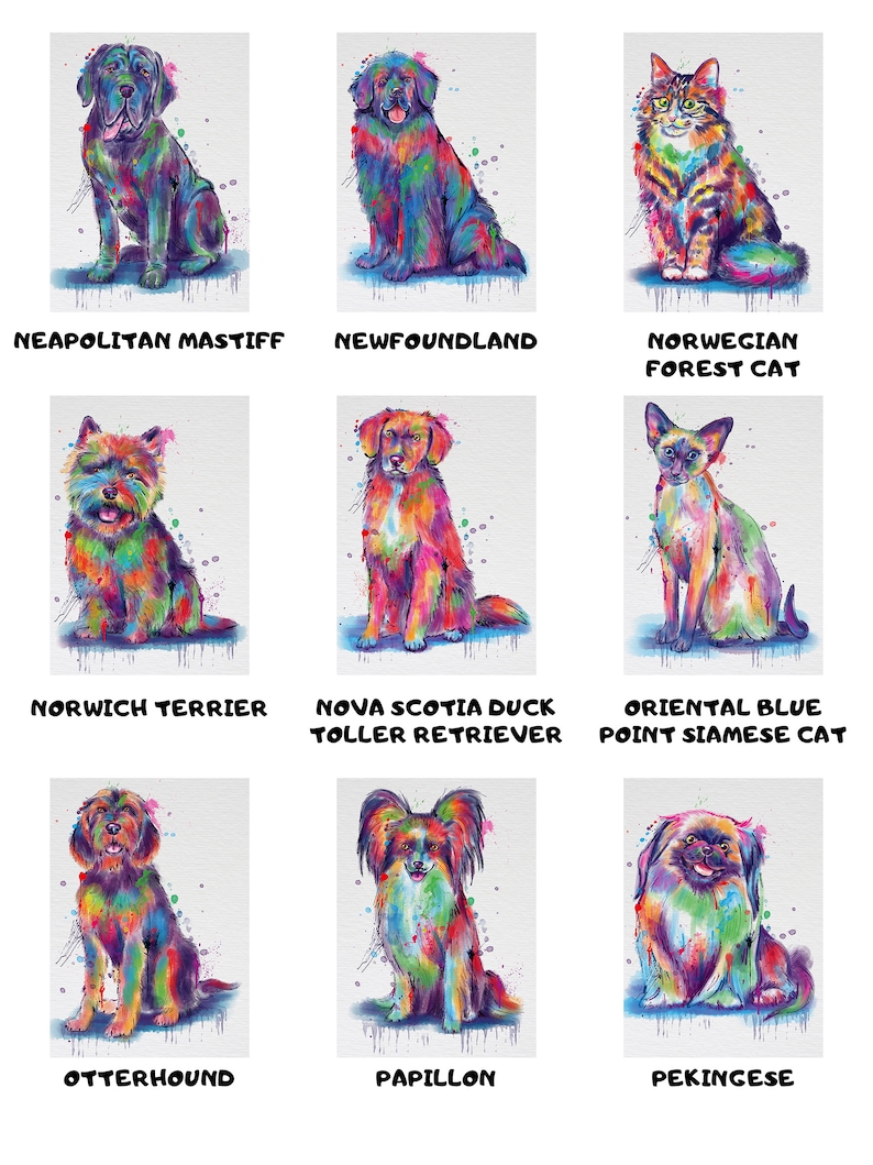 Custom Pet Name Personalized Watercolor Dogs Backpack Breeds! Available in Over 150 Dogs Cats Pets Name Personalized Backpack