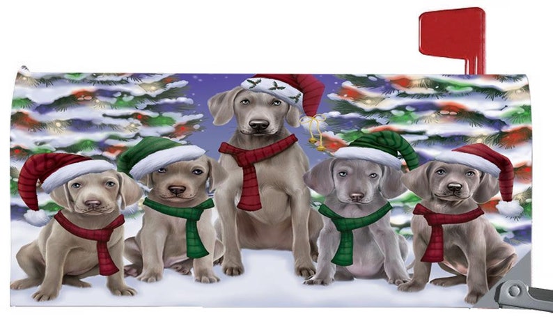 Christmas Family Portrait Mailbox Covers,Vizsla Yorkshire Terrier Weimaraner Wheaton Terrier Wire Fox Terrier West Highland Terrier