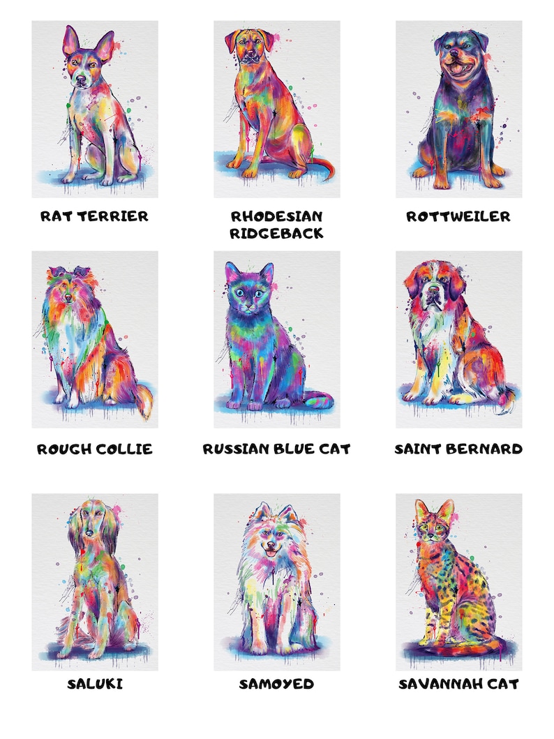 Custom Pet Name Personalized Watercolor Dogs Backpack Breeds! Available in Over 150 Dogs Cats Pets Name Personalized Backpack