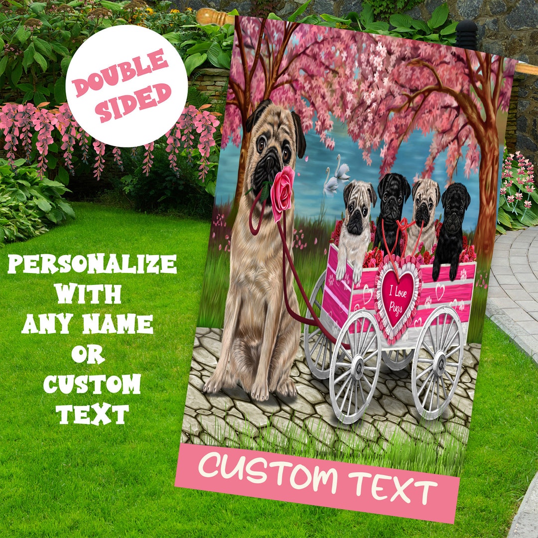 Pug House Flag Double Sided Home & Garden Decor Custom Dog Etsy
