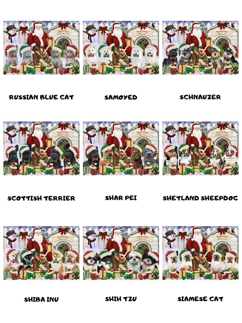Christmas Dog Cat House Gathering Heart Ornament American Staffordshire American English Foxhound Akita Airedale Affenpinscher