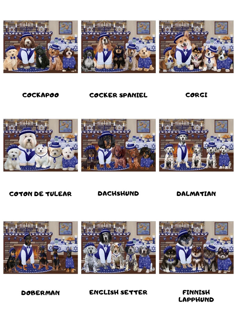 Personalized Happy Hanukkah Dog Cat Area Rug Cavalier King Charles Spaniel Chesapeake Bay Retriever Boxer