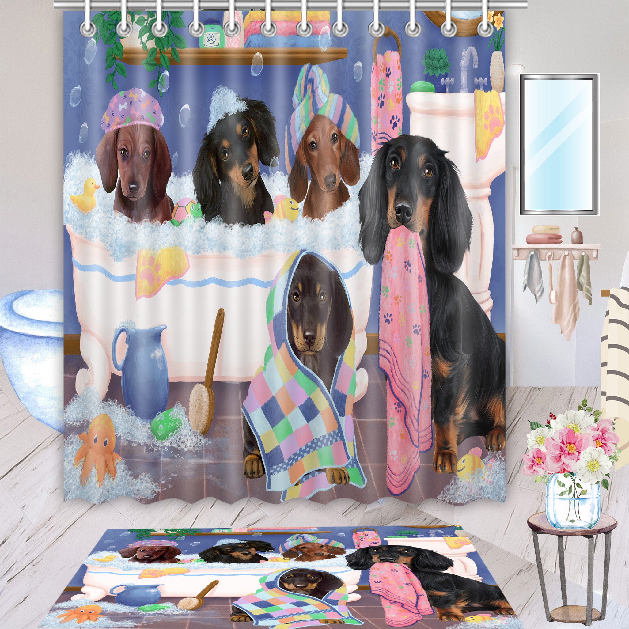 Sausage dog hotsell shower curtain