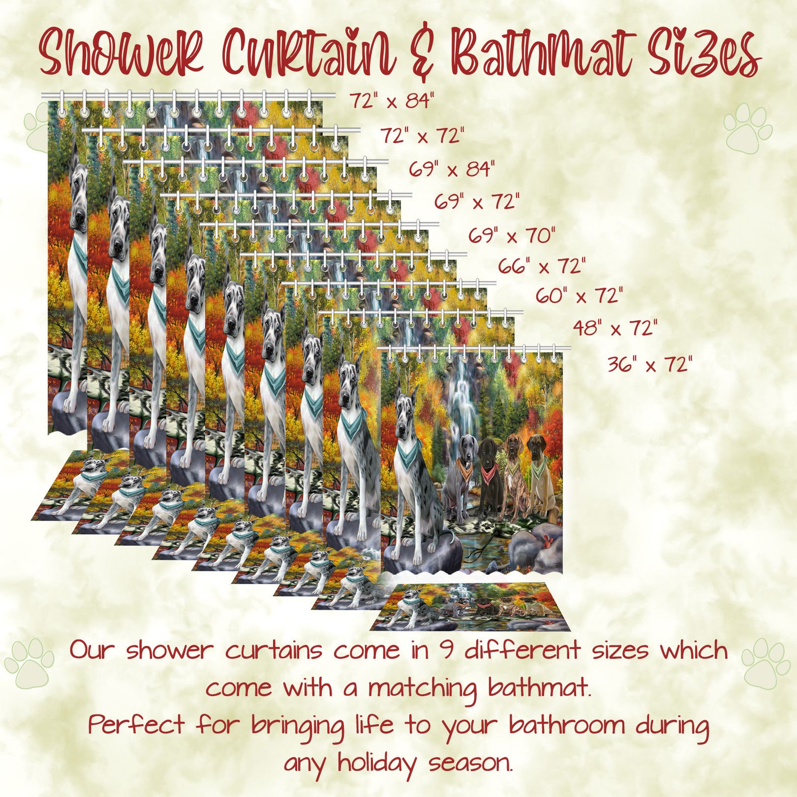 Great Dane Dog Shower Curtain & Bath Mat Combo Pet Painting image 7