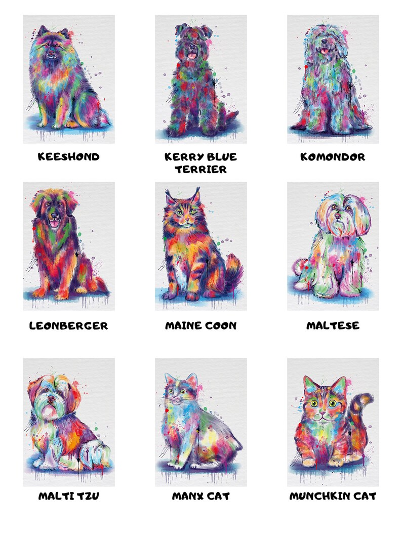 Custom Pet Name Personalized Watercolor Dogs Backpack Breeds! Available in Over 150 Dogs Cats Pets Name Personalized Backpack