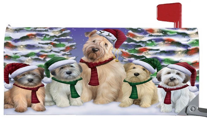 Christmas Family Portrait Mailbox Covers,Vizsla Yorkshire Terrier Weimaraner Wheaton Terrier Wire Fox Terrier West Highland Terrier