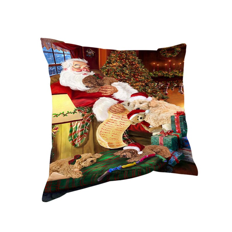 Christmas Bernedoodle Dog with Presents Throw Pillow 14x14