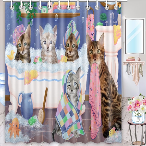 Cat Shower Curtain Etsy