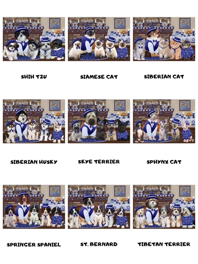 Personalized Happy Hanukkah Dog Cat Area Rug Cavalier King Charles Spaniel Chesapeake Bay Retriever Boxer