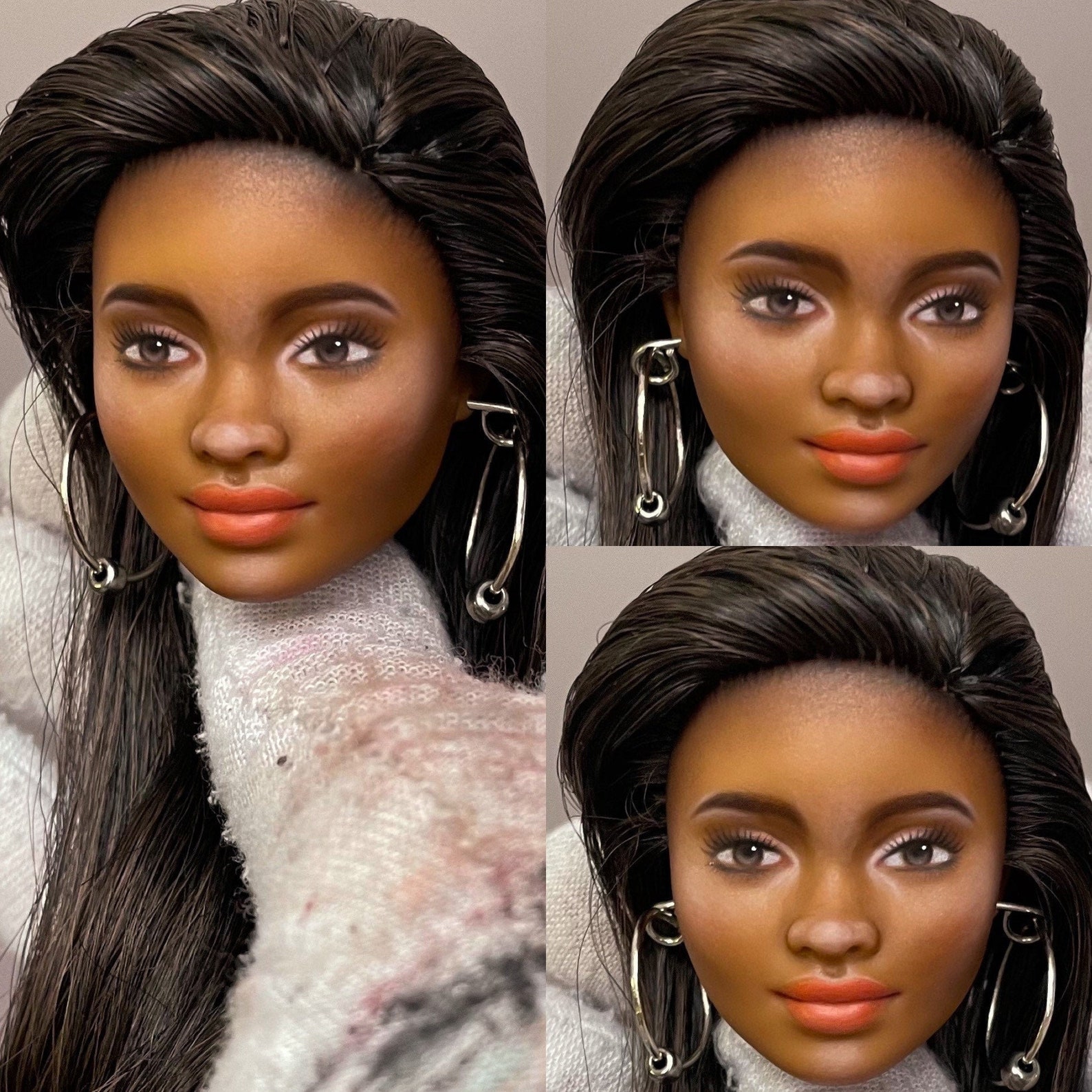 OOAK Black Barbie Head Only Custom Repaint Art Doll | Etsy
