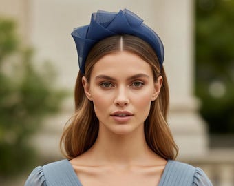 Navy Blue Fascinator hat, Wedding guest hairpiece, Mother of the bride groom, Races hatinator, Hat alternative, Ladies day, Hatinator