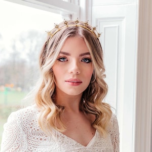 Gold Bridal Hair Accessories, Celestial wedding Accessory, Star Headpiece, Boho bridal headband, Bohemian wedding crown, Silver bridal halo image 3