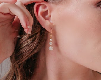 Simple pearl drop earrings, Classic bridal earrings, Gold pearl earrings, Silver pearl earrings, Rose gold pearl earrings, Wedding earrings