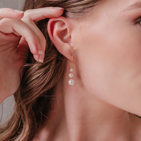 Boucles d'oreilles simples en perles, Boucles d'oreilles de mariée classiques, Boucles d'oreilles en perles d'or, Boucles d'oreilles en perles d'argent, Boucles d'oreilles en perles d'or rose, Boucles d'oreilles de mariage