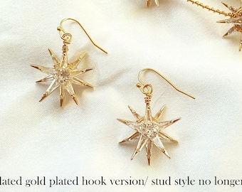 Celestial wedding earrings, Luxury star earrings, Gold star earrings, Constellation jewellery, unique silver stud earrings