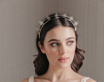 Celestial wedding Accessory, Star Headpiece, Silver Bridal Hair Accessories, Boho bridal headband, Starry Wedding crown, Silver bridal halo
