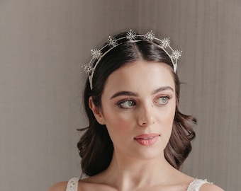 Celestial wedding Accessory, Star Headpiece, Silver Bridal Hair Accessories, Boho bridal headband, Starry Wedding crown, Silver bridal halo