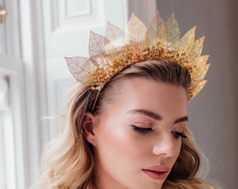 Statement Wedding Headpiece, Luxury bridal crown, Bold bridal headband, Boho coachella, Festival bride, Unique different, Woodland wedding