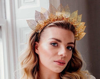 Statement Wedding Headpiece, Luxury bridal crown, Bold bridal headband, Boho coachella, Festival bride, Unique different, Woodland wedding