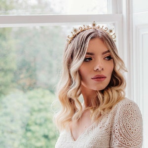 Gold Bridal Hair Accessories, Celestial wedding Accessory, Star Headpiece, Boho bridal headband, Bohemian crown, Gold stars hair piece image 5