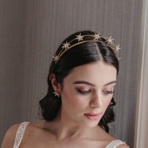 Beautiful star headpiece for a celestial wedding, Luxury bridal crown, Constellation jewellery, Space and sky, Boho hairpiece,