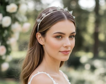Celestial wedding Accessory, Star Headpiece, Silver Bridal Hair Accessories, Boho bridal headband, Starry Wedding crown, Silver bridal halo