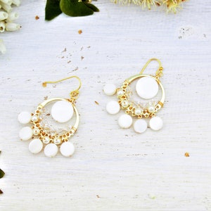 Statement Earrings For Bride, Garden Wedding Earrings, Romantic bohemian, Pearl Earrings, Boho bridal, Large Pearl Earrings, Unique real image 3