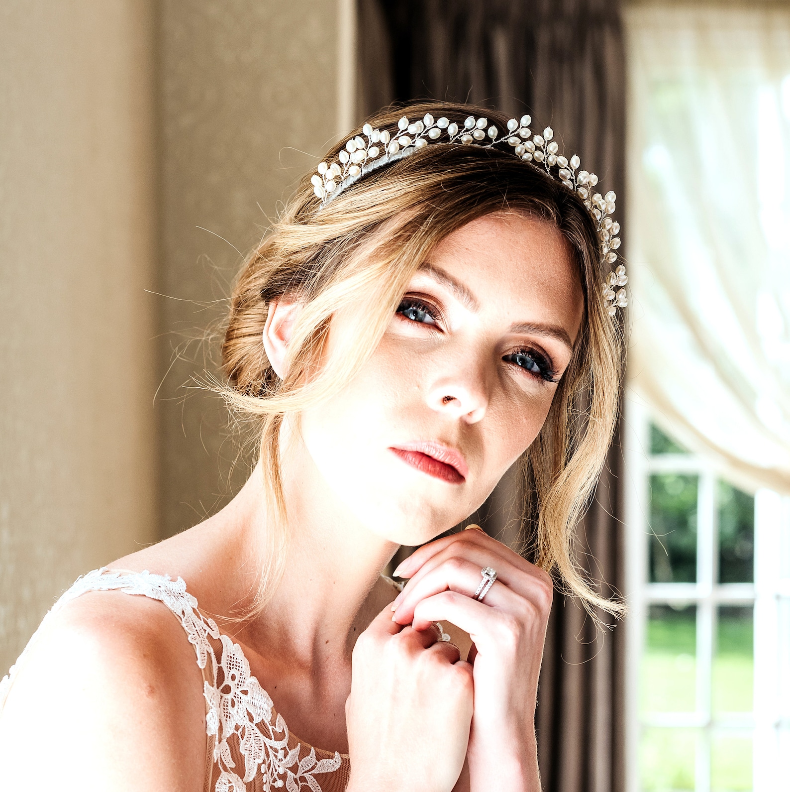 Pearl and Crystal Bridal Halo main image 0