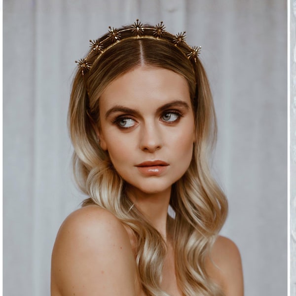 Gold Bridal Hair Accessories, Celestial wedding Accessory, Star Headpiece, Boho bridal headband, Bohemian wedding crown, Silver bridal halo