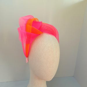 Bright Pink and Orange fascinator for the Races, Mother of the bride or groom, Special event hatinator, wedding guests, Hot Neon