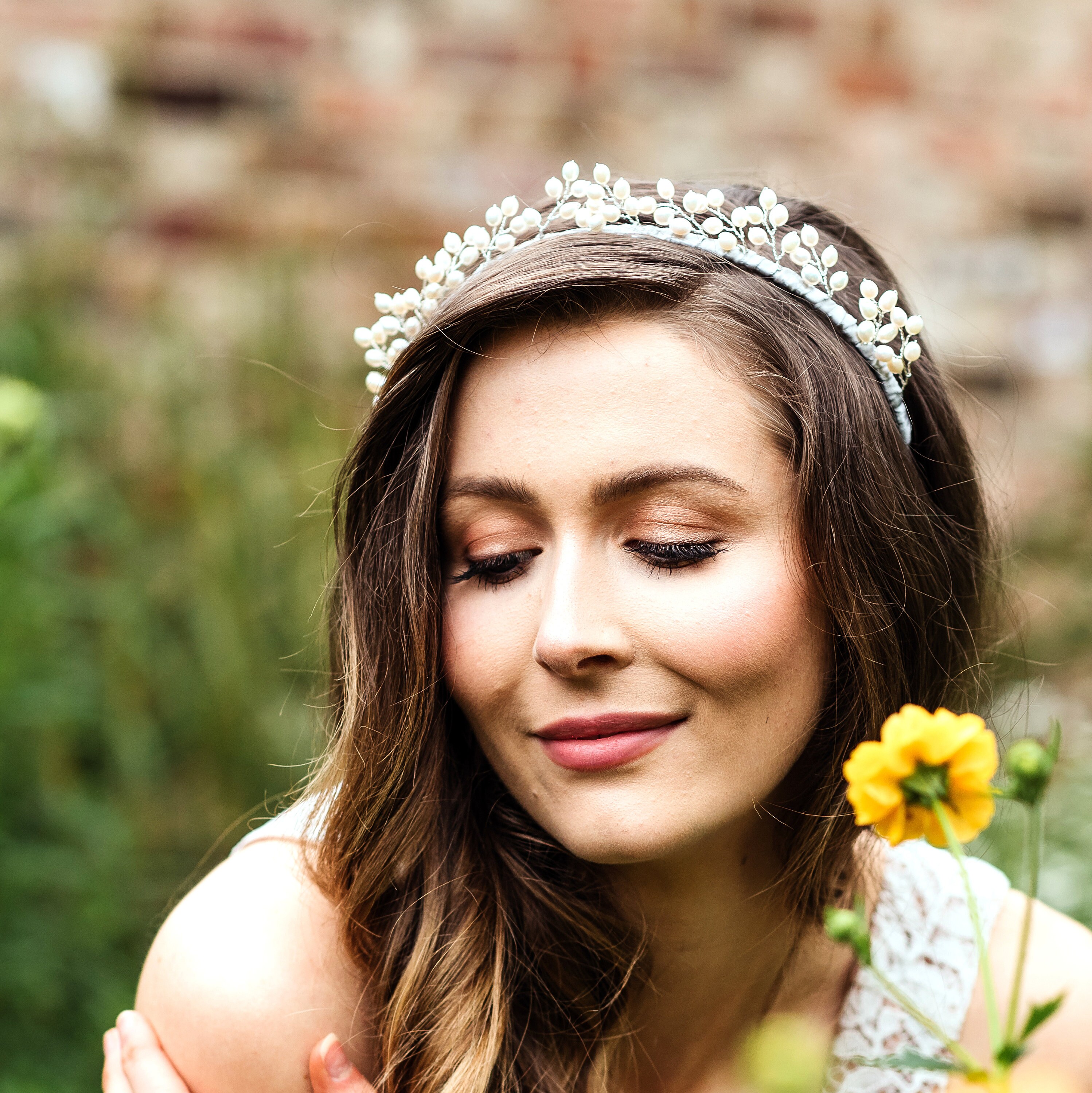 Pearl and Crystal Bridal Halo