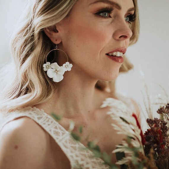 Luxury Flower Earrings With Pearls Unique Wedding Earrings