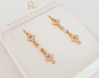 Luxus Kristall Ohrringe, Vintage Hochzeitsschmuck, Brautjungfer Ohrringe, 1920er Braut, 1930er Jahre inspirierte Goldohrringe, Art-Deco-Stil