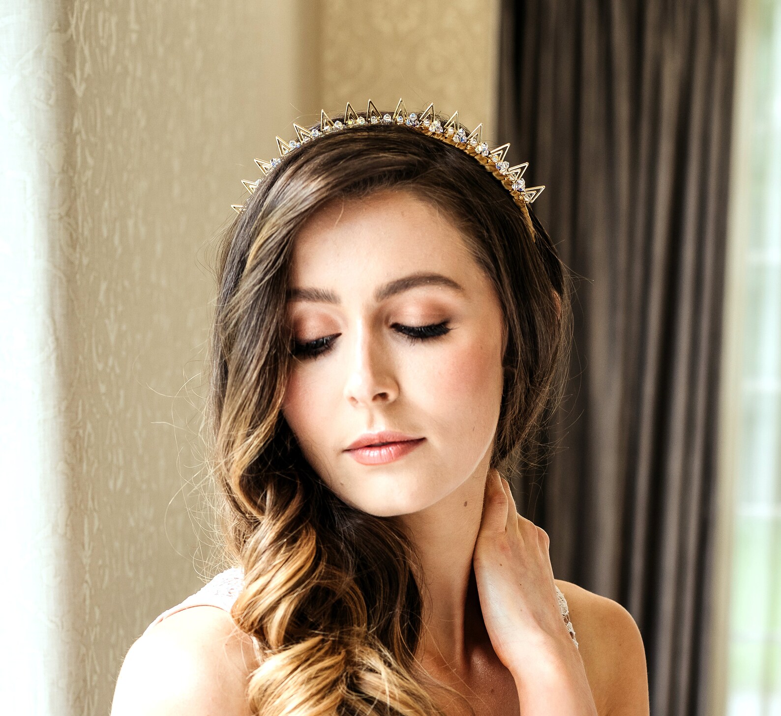 Gold Wedding Tiara Spiked Headdress Gold Spike Crown Gold Etsy UK