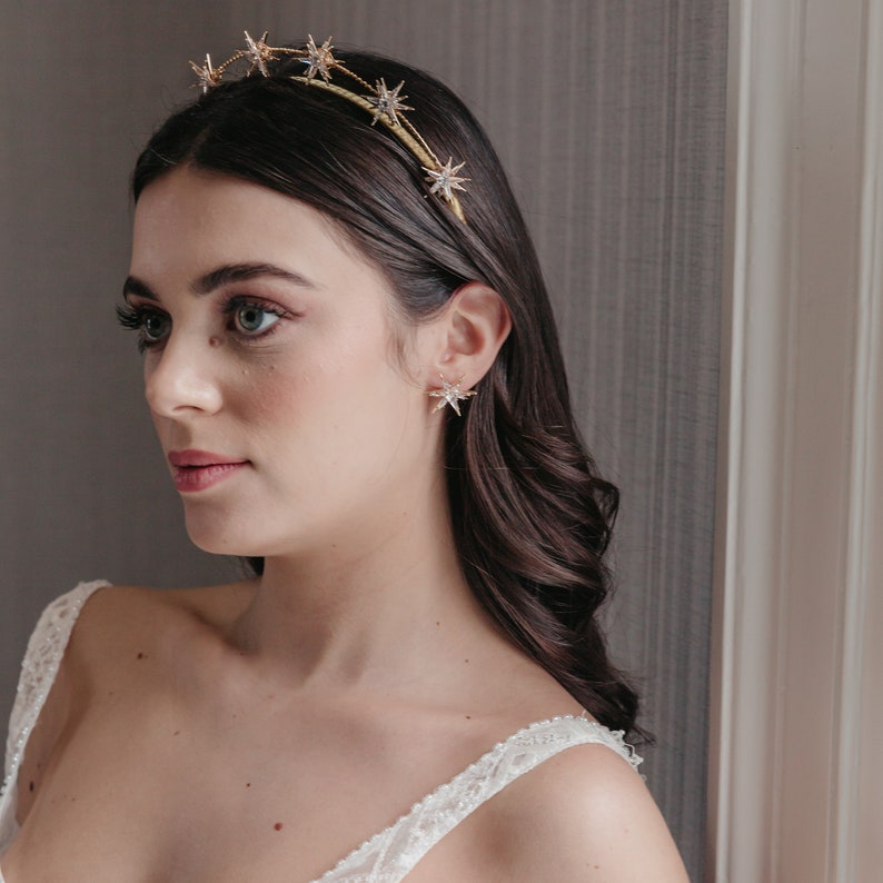 Beautiful star headpiece for a celestial wedding, Luxury bridal crown, Constellation jewellery, Space and sky, Boho hairpiece, image 3