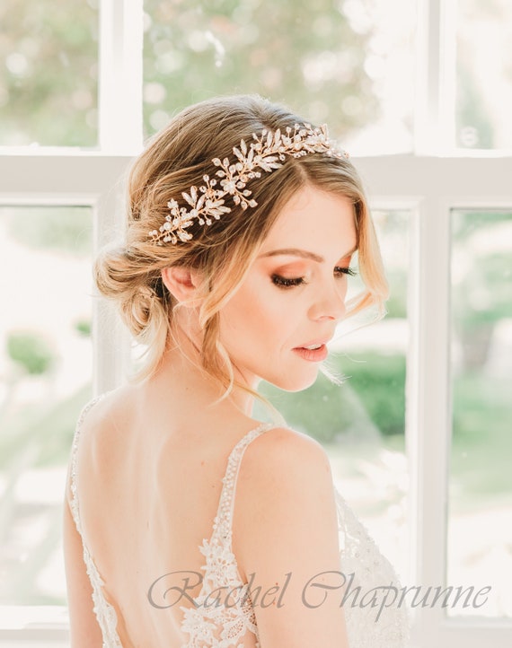 HELEN White Flower Long Bridal Hair Vine With Crystals And Pearls