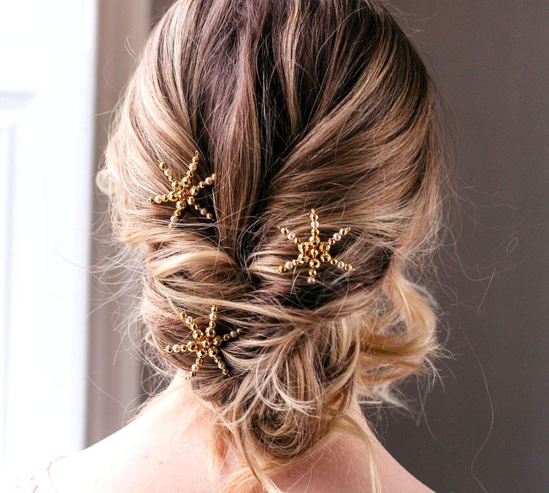 Gold Star Wedding Hair Pins Wedding Star Hair Clip Gold Star Etsy UK