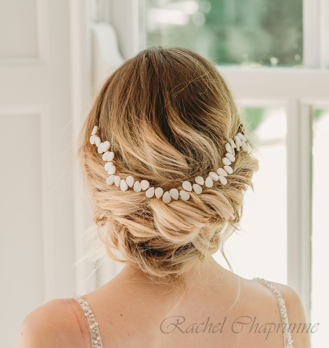 bridal headpiece back of head