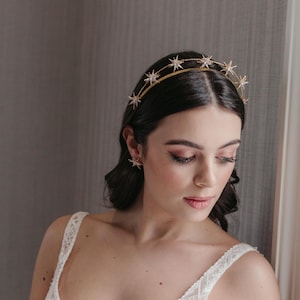 Beautiful star headpiece for a celestial wedding, Luxury bridal crown, Constellation jewellery, Space and sky, Boho hairpiece,