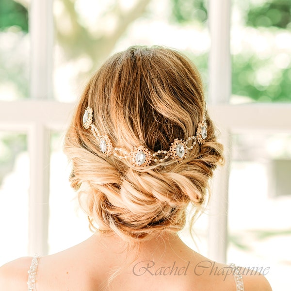 Gatsby bridal hairvine gold, Bridal hairvine gatsby, Rose gold bridal hair vine, Gatsby bridal hairvine, Vintage bridal headpiece gold