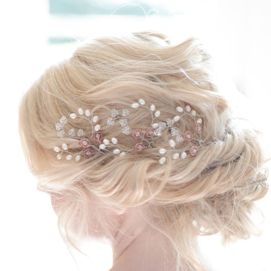 Blush Bridal Headpiece Blush Wedding Headpiece Leaf Wedding Etsy UK