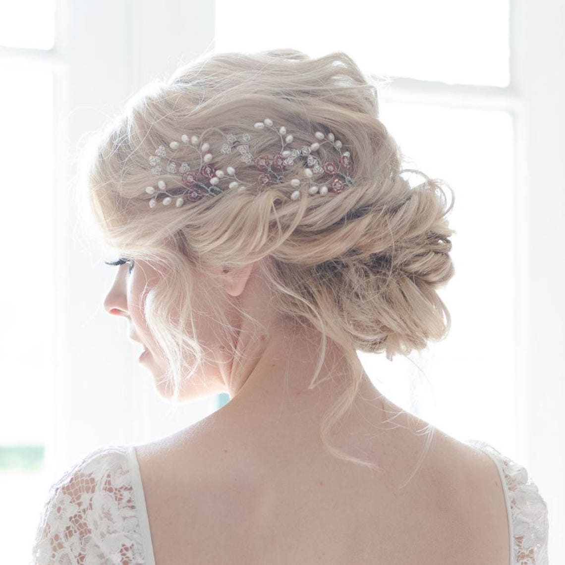 Blush bridal headpiece Blush wedding headpiece Leaf wedding Etsy