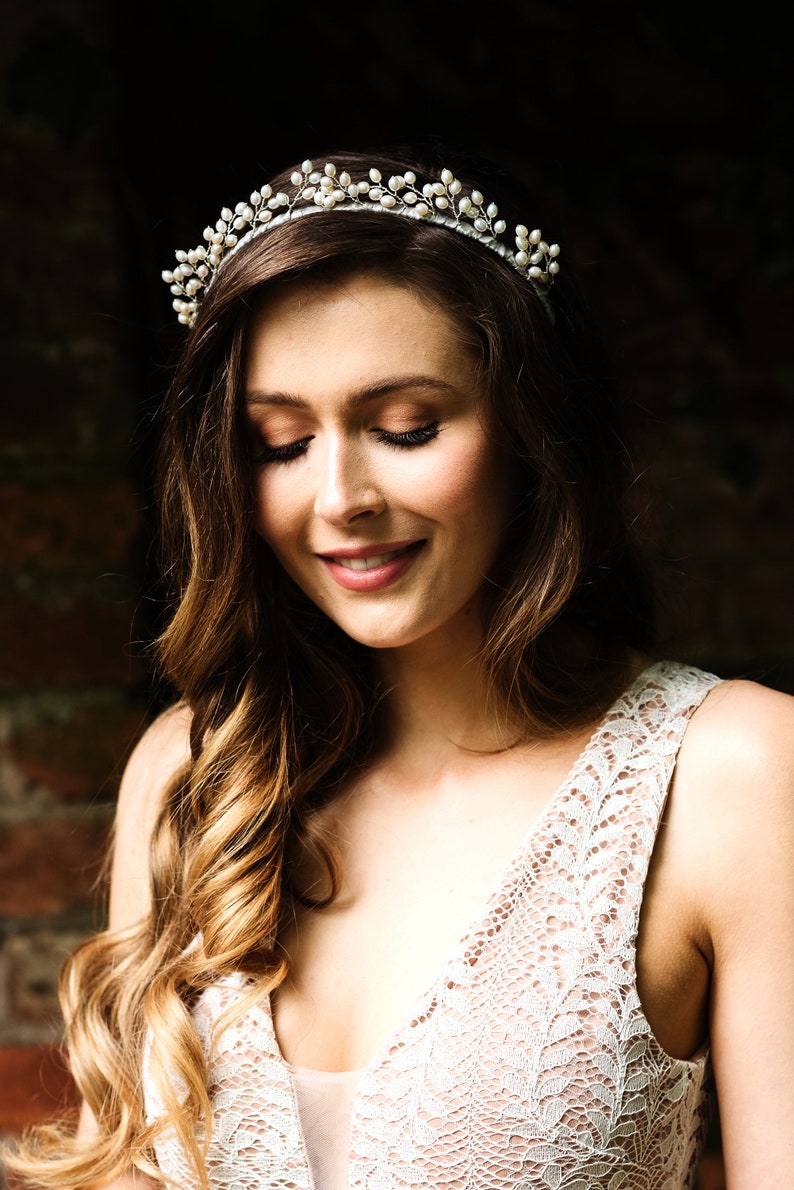 Pearl and Crystal Bridal Halo main image 1