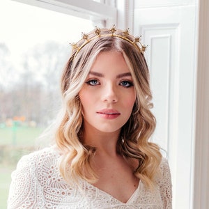 Gold Bridal Hair Accessories, Celestial wedding Accessory, Star Headpiece, Boho bridal headband, Bohemian wedding crown, Silver bridal halo image 8