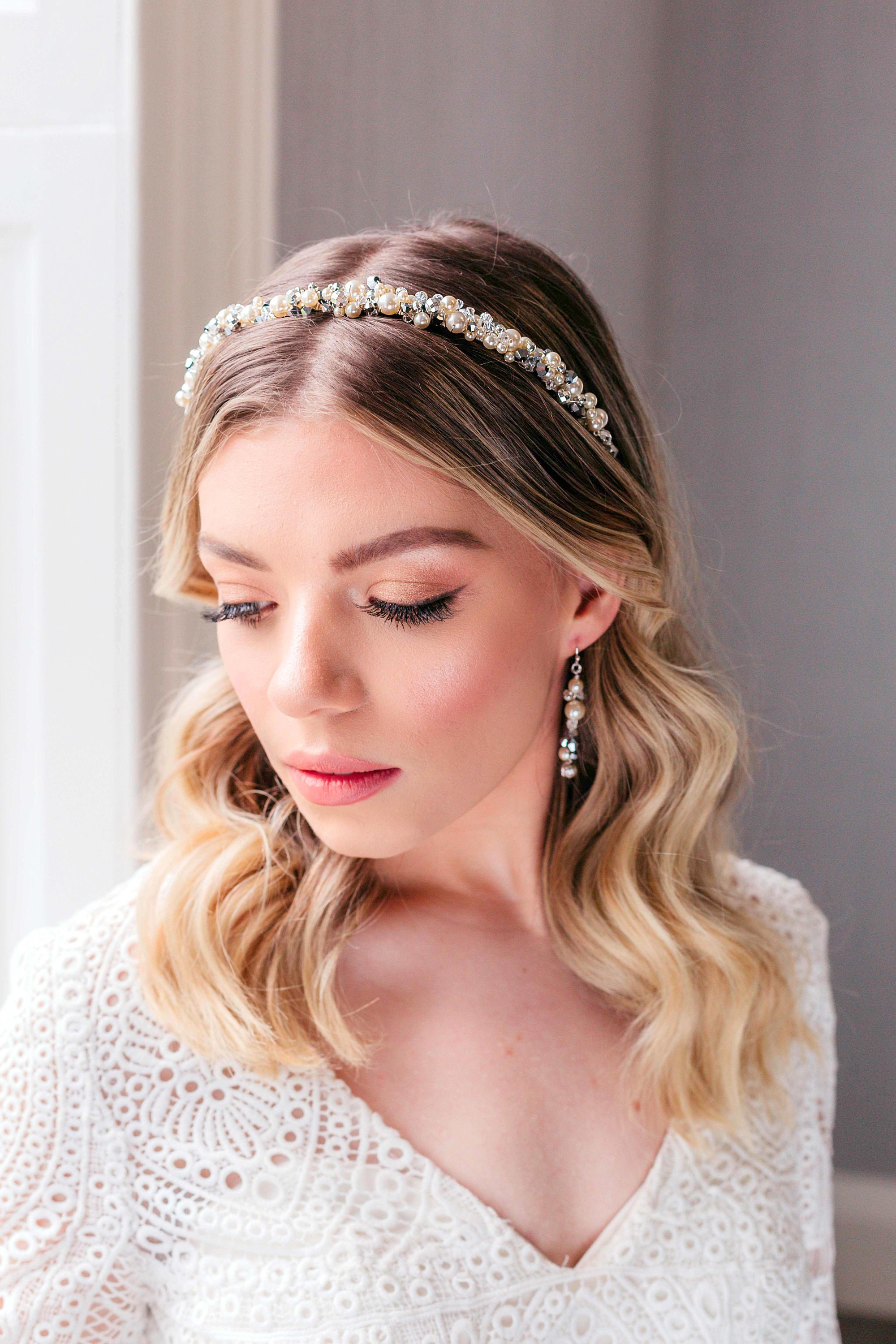 Crystal Wedding Headpiece, Bridal Pearl Headband, Wedding Halo Gold,  Wedding Hair Piece, Wedding Halo Silver, Unique Luxury Accessory 