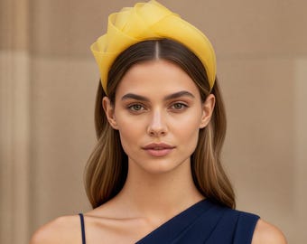 Mustard Yellow fascinator, Races headpiece, Wedding guest hairpiece, Special event headband, hat alternative, mother of the bride, unique