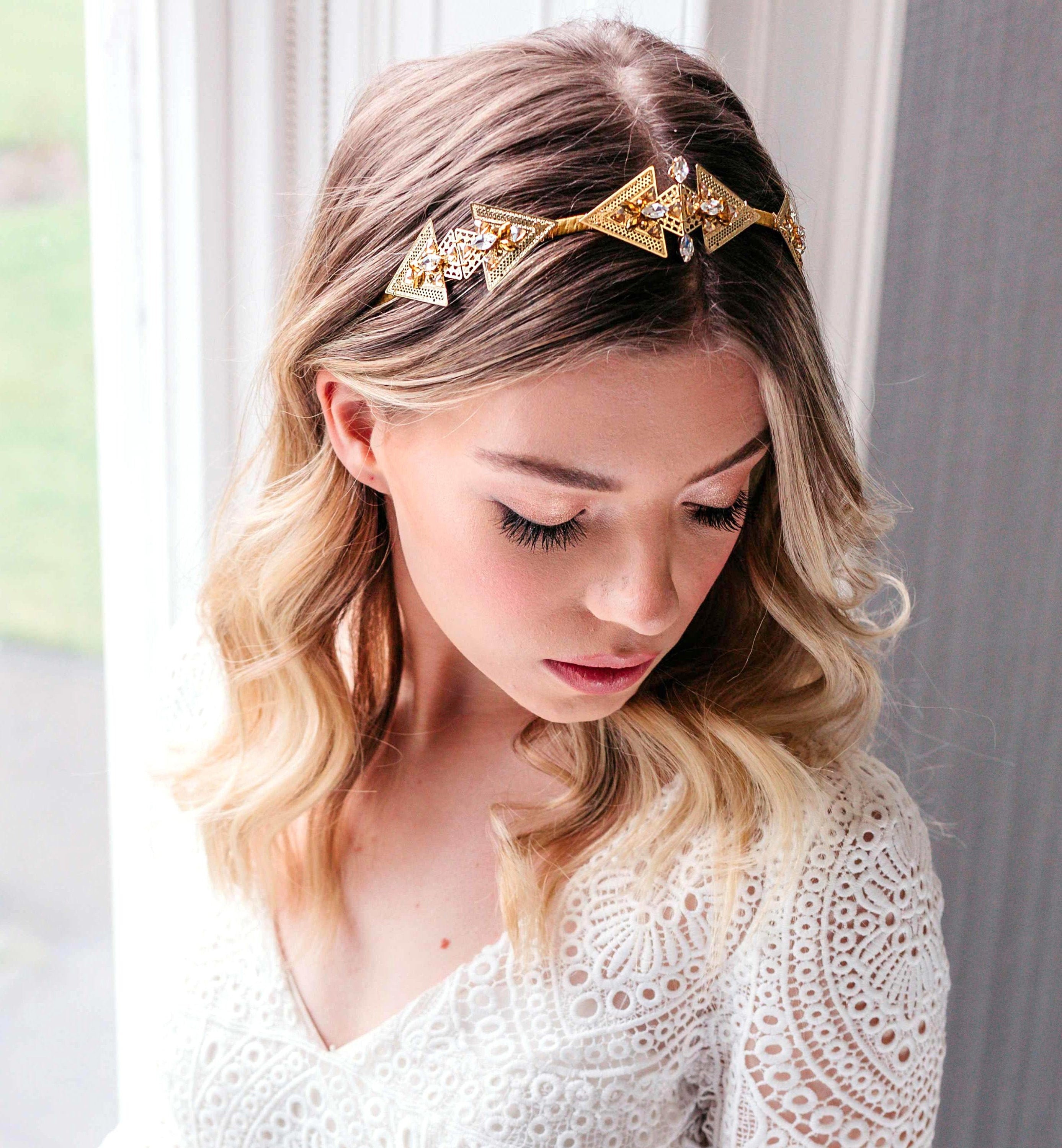 Gold 1920s Wedding Headpiece, Vintage Wedding Headpiece Gold  display picture 3
